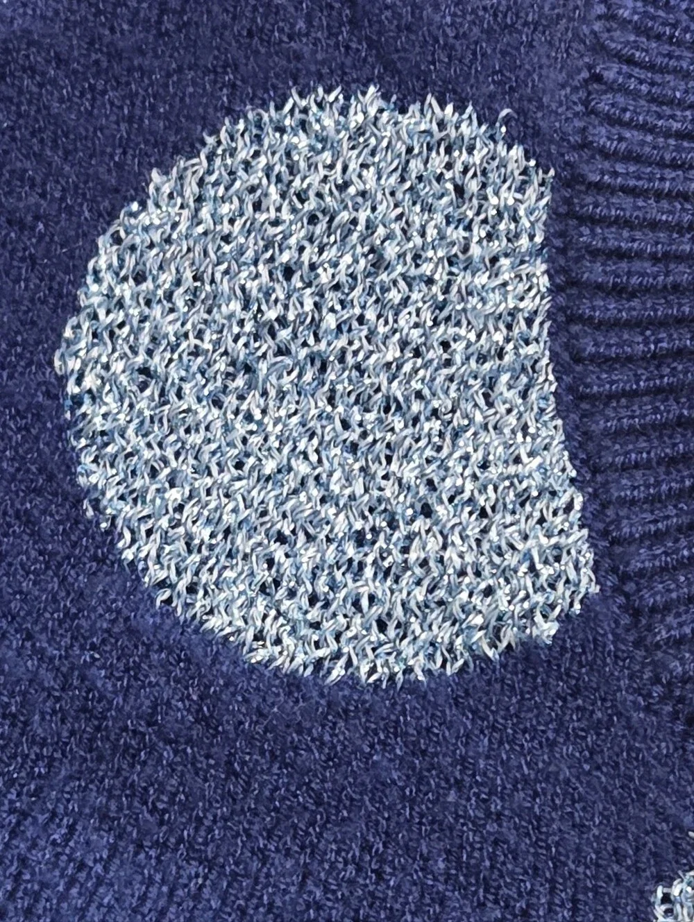 Kate Spade Seaside Dot Sweater Small River Blue Metallic Polka Dot Knit Pullover